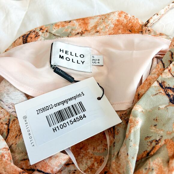 NWT Hello Molly “Catch the Wave” Elegant Floral Maxi Dress Orange Cream Size 4 - Picture 9 of 11